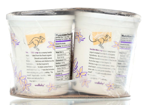 Wallaby Organic Whole Milk Vanilla Yogurt, 32 Ounce -- 6 per case.