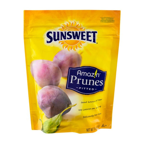 Sunsweet Pitted Dried Plums, 8 Ounce Pouch -- 12 per case.