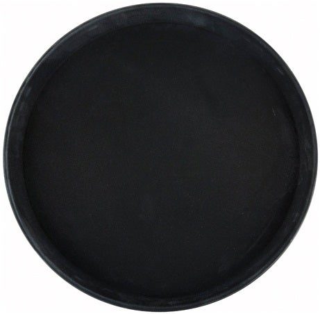 Winco Black Easy Hold Rubber Lined Round Tray, 16 inch -- 12 per case