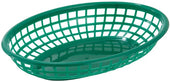 Winco Green Oval Fast Food Basket, 9 1/2 x 5 x 2 inch