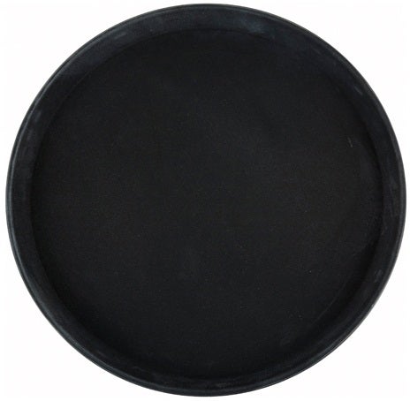 Winco Black Easy Hold Rubber Lined Round Tray, 11 inch -- 12 per case
