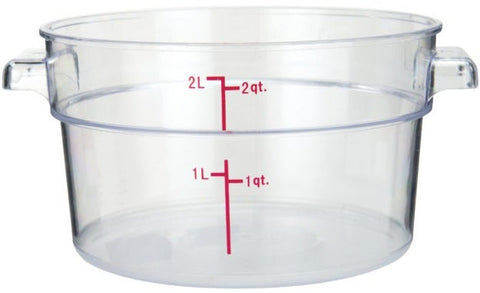 Winco Polycarbonate Clear Round Storage Container, 2 Quart -- 24 per case