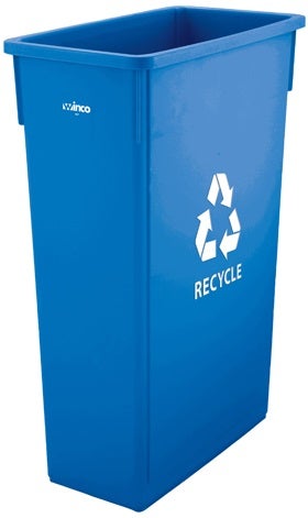 Winco Blue Recycle Slender Trash Can, 23 Gallon -- 4 per case