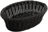 Winco Black Oval Solid Cord Poly Woven Basket, 9 1/4 x 6 1/4 x 3 1/4 inch -- 12 per case