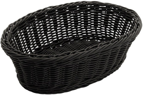 Winco Black Oval Solid Cord Poly Woven Basket, 9 1/4 x 6 1/4 x 3 1/4 inch -- 12 per case
