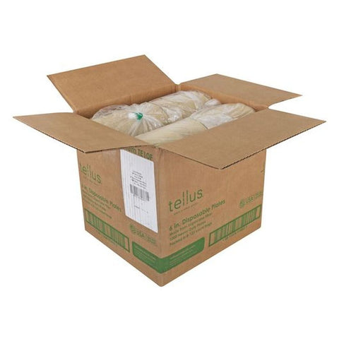 Tellus No PFAS Added Sugarcane Fiber Disposable Round Plate, 6 inch - 125 per pack -- 8 packs per case