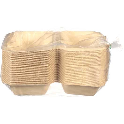 Tellus No PFAs Added Bagasse Hoagie Clamshell Container, 9 x 6 inch - 50 per pack -- 4 packs per case