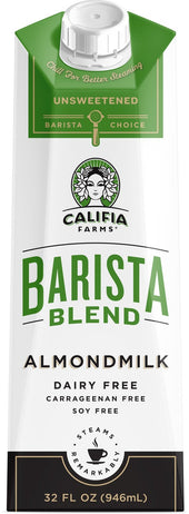 Califia Farms Barista Blend Unsweetened Almond Milk Creamer, 32 Fluid Ounce -- 6 per case.