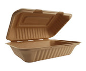 World Centric Compostable Unbleached Plant Fiber Hoagie Box, 9 x 6 x 3 inch -- 500 per case.