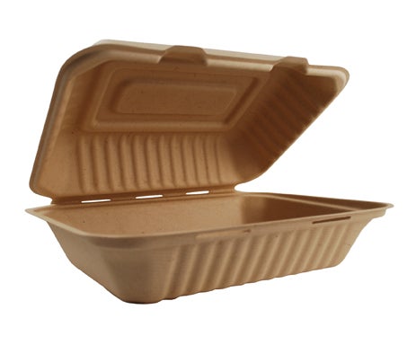 World Centric Compostable Unbleached Plant Fiber Hoagie Box, 9 x 6 x 3 inch -- 500 per case.
