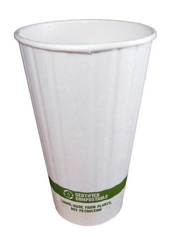 World Centric Compostable Double Wall Paper Hot Cup with Bio Lining, 16 Ounce -- 600 per case.