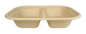 World Centric Compostable 2 Compartment Fiber Tray, 8.0 x 6.0 x 1.5 inch -- 400 per case.