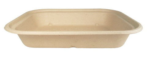 World Centric Single Compartment Unbleached Plant Fiber Tray, 9.8 x 7.5 inch -- 400 per case.