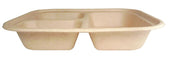 World Centric Compostable 3 Compartment Fiber Tray, 10 x 7.5 x 1.5 inch -- 400 per case.