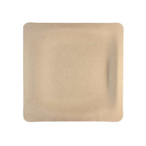 World Centric Compostable Unbleached Plant Fiber Square Plate, 7 inch -- 1000 per case.