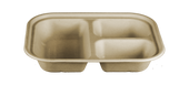 World Centric Compostable Unbleached Plant Fiber 3 Compartment Tray, 10 x 7.5 x 3 inch -- 300 per case.
