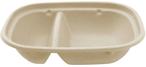 World Centric 2 Compartment Compostable Unbleached Plant Fiber Box, 24 Ounce -- 400 per case.