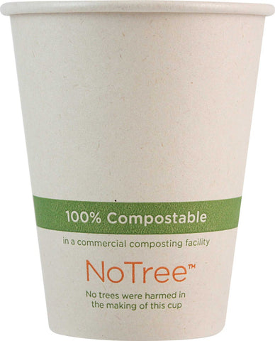 World Centric Compostable Natural Color Paper 100 Percent Sugarcane Hot Cup, 8 Ounce - 50 count per pack -- 20 packs per case