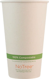 World Centric Compostable Natural Color Paper 100 Percent Sugarcane Hot Cup, 16 Ounce - 50 count per pack -- 20 packs per case