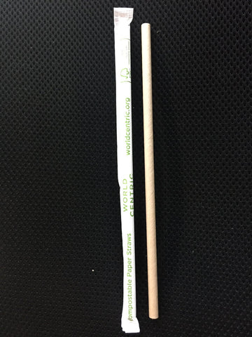 World Centric Ingeo Compostable Wrapped Paper Straw, 8 inch -- 6000 per case.