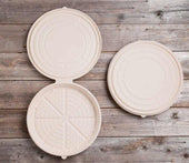 World Centric Unbleached Plant Fiber Round Deep Dish Pizza Clamshell, 12 inch -- 100 per case.