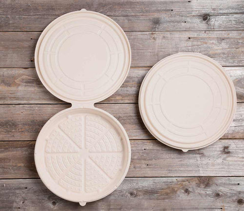 World Centric Unbleached Plant Fiber Round Deep Dish Pizza Clamshell, 12 inch -- 100 per case.