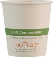 World Centric Compostable Natural Color Paper 100 Percent Sugarcane Hot Cup, 4 Ounce - 50 count per pack -- 20 packs per case