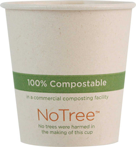 World Centric Compostable Natural Color Paper 100 Percent Sugarcane Hot Cup, 4 Ounce - 50 count per pack -- 20 packs per case
