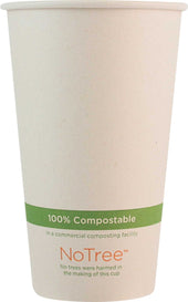 World Centric Compostable Natural Color Paper 100 Percent Sugarcane Hot Cup, 20 Ounce - 50 count per pack -- 20 packs per case