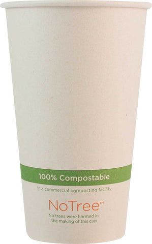 World Centric Compostable Natural Color Paper 100 Percent Sugarcane Hot Cup, 20 Ounce - 50 count per pack -- 20 packs per case