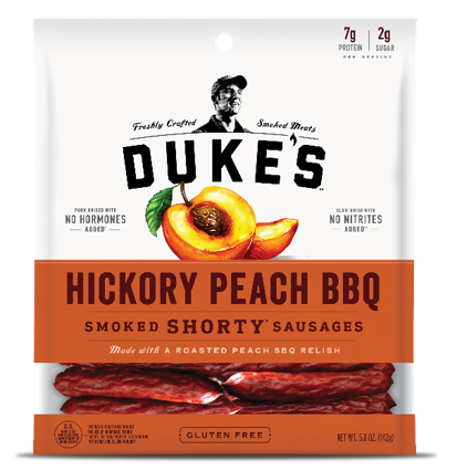 Dukes Hickory Peach BBQ Shorty Smoked Sausages, 5 Ounce -- 8 per case