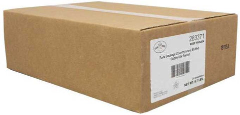 Grand Prairie Foods Pork Sausage Country Gravy Stuffed Buttermilk Biscuit, 4.5 Ounce -- 24 per case.
