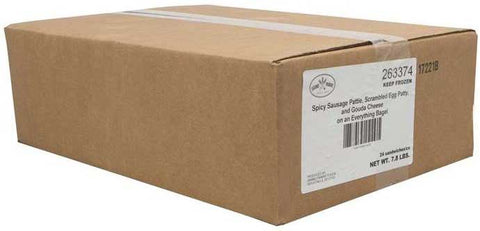 Grand Prairie Foods Spicy Sausage Egg and Cheese on Everything Bagel, 5.25 Ounce -- 24 per case.