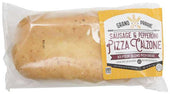 Grand Prairie Foods Sausage and Pepperoni Pizza Calzone with Four Blend Pizza Cheese, 7.5 Ounce -- 12 per case.