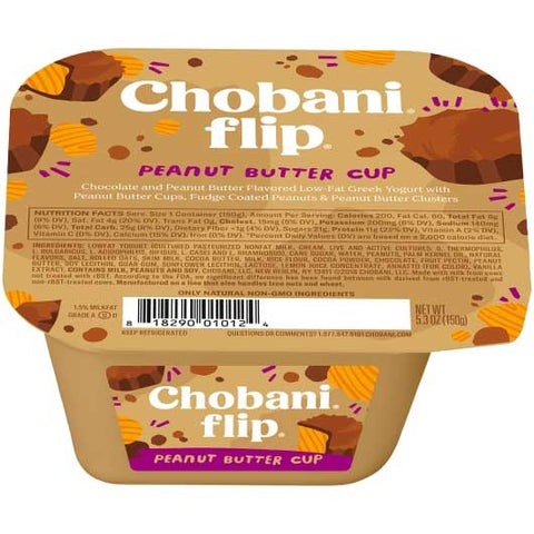 Chobani Flip Peanut Butter Cup Low-Fat Greek Yogurt, 4.5 Ounce -- 12 per case