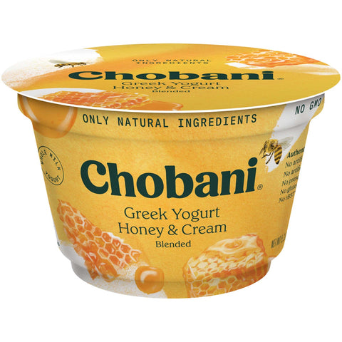 Chobani Honey and Cream Blended Greek Yogurt, 5.3 Ounce -- 12 per case.