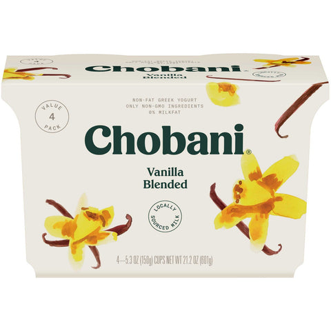 Chobani Nonfat Vanilla Blended Greek Yogurt, 21.2 Ounce -- 6 per case.