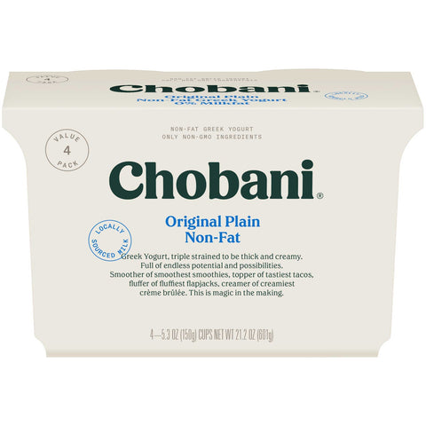 Chobani Original Plain Non Flat Yogurt, 21.2 Ounce -- 6 per case.
