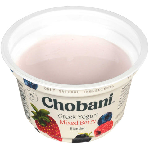 Chobani 2 Percent Mixed Berry Blended Greek Yogurt, 5.3 Ounce -- 12 per case.