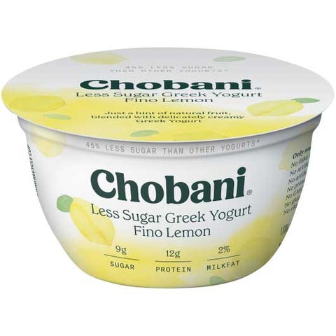 Chobani Fino Lemon Less Sugar Low-Fat Greek Yogurt, 5.3 Ounce -- 12 per case