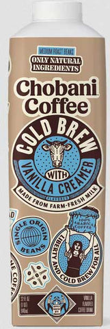 Chobani Dairy Cold Brew Coffee with Vanilla Creamer, 32 Fluid Ounce -- 6 per case