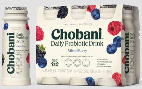 Chobani Mixed Berry Daily Probiotic Greek Yogurt Drink, 24 Fluid Ounce -- 4 per case