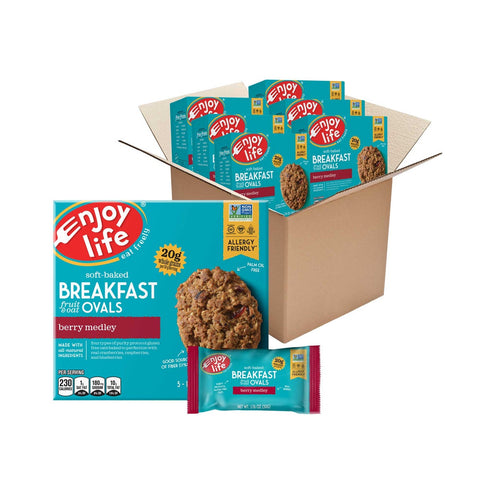 Enjoy Life Soft Baked Berry Medley Fruit and Oat Breakfast Oval Bar, 5 bars per pack -- 6 per case