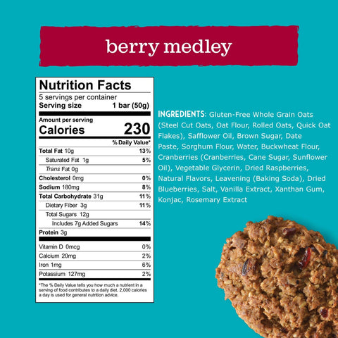 Enjoy Life Soft Baked Berry Medley Fruit and Oat Breakfast Oval Bar, 5 bars per pack -- 6 per case