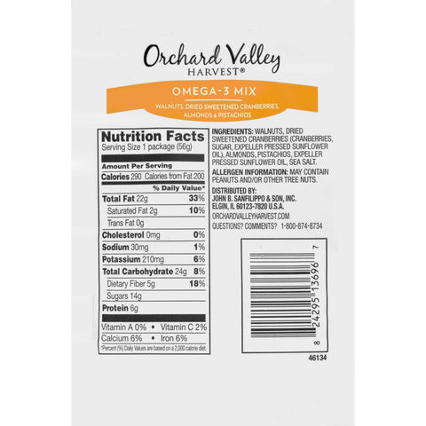 Orchard Valley Harvest Omega-3 Mix, 2 Ounce -- 14 per case.