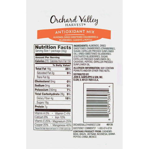 Orchard Valley Harvest Antioxidant Mix, 2 Ounce -- 14 per case.