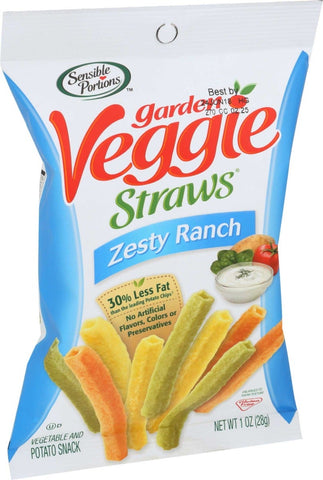 Sensible Portions Garden Zesty Ranch Veggie Straws, 1 Ounce -- 24 per case.