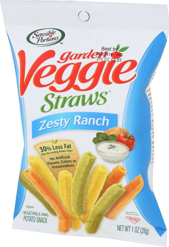 Sensible Portions Garden Zesty Ranch Veggie Straws, 1 Ounce -- 24 per case.