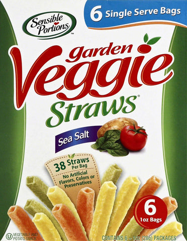 Sensible Portions Sea Salt Vegetable Straws, 6 Ounce -- 6 per case.
