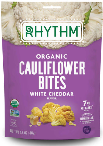 Rhythm Superfoods Organic White Cheddar Cauliflower Bites, 1.4 Ounce -- 8 per case